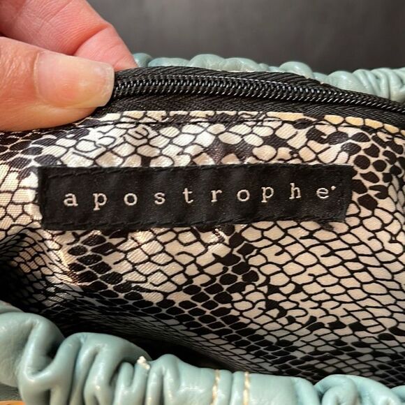 Apostrophe Satchel/Hobo Bag. Faux Pebbled‎ Leather. Size Medium Mint Green - Picture 3 of 6